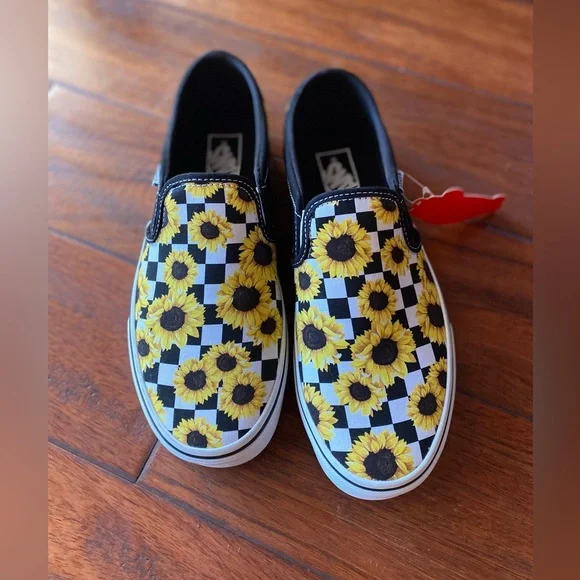 Van’s Checkerboard Slip-On w/ Sunflowers - Picture 1 of 9